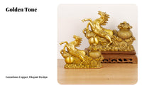 Success Symbol Golden Horse Pulling Wealth Cart Ideal Gift Feng Shui Wealth Horse Figurine Exquisite Workmanship for Business Owners, Office