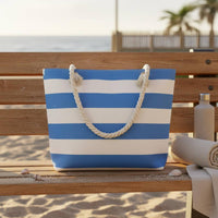 Striped Canvas Beach Bag Reusable Striped Canvas Tote Bag Waterproof Textile