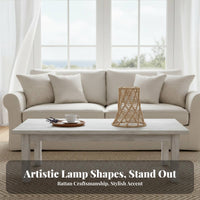 Woven Lamp Shade Hollow Out Design Handmade Rattan Lamp Cover Warm Ambiance Woven Paper Rope Lampshade for Dining Room, Bedroom, Restaurant