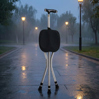 Three-Legged Cane Stool Adjustable Height Walking Cane with Seat Multifunctional Walking Stick with Seat 2-in-1 for Elderly, Seniors, Travel