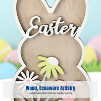 Wooden Easter Bunny Craft, Minimalist Creative Decor, DIY Living Room Arrangement