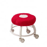 Caster Wheels Cloud Stool Soft Textured Rolling Stool White Metal Frame Small Furniture Curved Legs