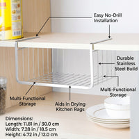 Cabinet Kitchen Towel Rack and Hanging for Homeowners, 304 Stainless Steel Under Dishcloth Holder, No-Drill Versatile Metal Rag
