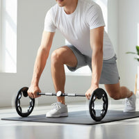Noiseless Bearing Twin Wheel Ab Roller Body Shaping Twin Wheel Abdominal Roller Stable Portable Midsection Exercise Equipment Non-Slip Handles for Indoor