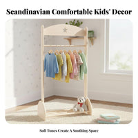 Nordic Aesthetic Star-Themed Coat Rack Child-Friendly Height Stand-Altwo-in-Singlestanding Clothes Hanger Sturdy Construction childs' Furniture Rounded Edges for Toddlers, Parents, Boutique, Nursery, Playroom, Entryway