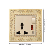 Antique Gold Decorative Outlet Panel Ornate Retro Socket Plate Vintage Embossed Wall Plate Metal for Interior Designers, Homeowners, Living Room, Bedroom, Hotel