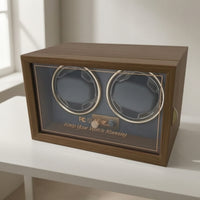 Wooden Automatic Watch Winder Quiet Two-Watch Watch Winder Compact Box Transparent for Office