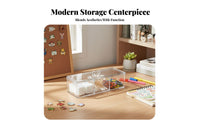 3-Compartment Clear Box Transparent Design Display Case particle-resistantproofprotective for Study Room