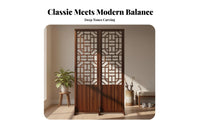 Foldable Design Chinese Design Folding Screen Solid Wood Frame Semi-Hollow Partition Screen Installation-No Assembly Wooden Fretwork Room Divider Space-Saving for Apartment Dwellers, Interior Designers, Business Owners, Entryway, Bedroom, Restaurant