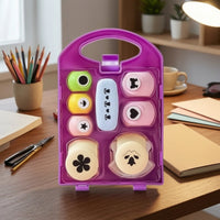 Paper Craft Tool Kit with Container Shape Stamper Set with Storage Case Easy to Use Paper Hole Punch Set for Students, Card Making