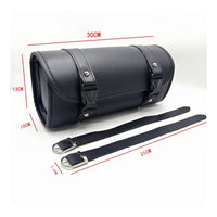 Waterproof Motorcycle Hanging Bag Leather-Look Roll-Top Motorcycle Bag No-Hole Mount Buckle Straps