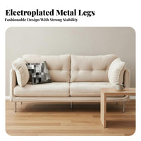 Corduroy Upholstery Upholstered 2-Seater Couch Small Space Design Green Tufted 2-Seater Modern Design Sofa Comfortable Seating for Apartment Dwellers, Young Adults, Living Room, Lounge Area, Bedroom, Deactivatedice