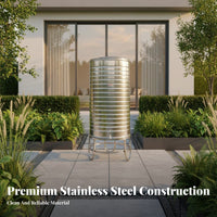 Stainless Metal Water Tank Thickened Wall Stainless Metal Water Elevated Reservoir Large Capacity Vertical Pressurized Storage Tank for Homeowners