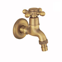 Wall-Mounted Faucet Vintage Brass Cold-Water Faucet Easy Control Bibcock for Laundry Room, Garden