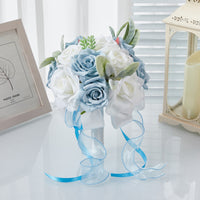Artificial Rose Bouquet Delicate Bouquet with Silk Ribbon Flowers Romantic Faux for Brides, Weddings
