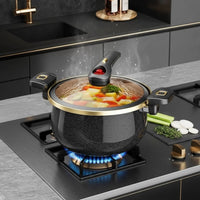 Enamel Micro Pressure Pot Non Interior Double Handle Stew Pot Easy to Clean Enameled Cooking Pot for Families, Family Gatherings