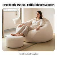 Removable Cover Single Person Lounger Washable Convertible Lounger Soft Feel Bean Bag Ergonomic Support for Students, Adults, Gamers, Bedroom, Balcony, Dorm Room, Bay Window