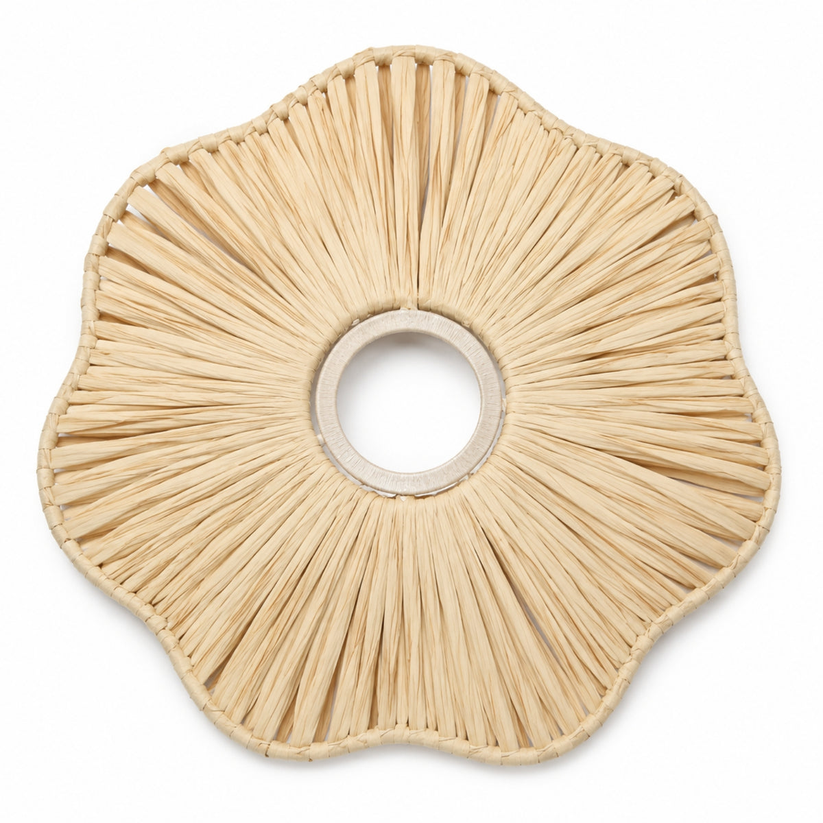 Slimline Pendant Lampshade with Scalloped Edge Bohemian Disc Pendant Light Shade Handmade Rattan Lamp Shade Artisanal for Bedroom