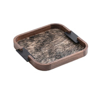 Tableware Spill Resistant Easy to Clean Decorative Tray Leather Edged Wood Tray