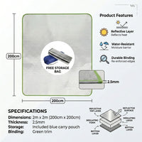 Picnic Blanket and Camping Mat with Aluminium Foil, Waterproof Blanket Sleeping Mat for Camping Hiking, Blue Foam Bottom with Carrying Straps
