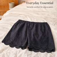 Women Breathable Lace Boyshorts for Under Skirt and Dress, Loose Fit Anti Chafing Shorts with Hollow-Out Design, Modesty Underwear