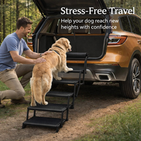Ramp for Cars and SUVs with Metal Frame, Portable Pet Steps for Large Dogs, Foldable Stairs for Sofa, Steel Wire Construction
