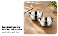 2 Pieces Scalloped Rim Stainless Steel Sauce Bowl Smooth Finish Stainless Steel Sauce Dish Small Portions Sauce Bowl Easy to Clean