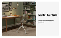 Transparent Look Clear Armless caster Chair Minimalist Design Office Furniture Adjustable Height Space-Saving for Remote Workers, Students, Women, Study Room, Dormitory, Bedroom