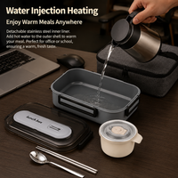 Lunch Box Adults, 4 Compartment Bento Box with Soup Bowl & Cutlery, 304 Stainless Steel Lunchbox for Office Workers, 1700ml
