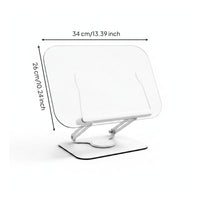 Acrylic Reading Stand with Metal Supports Hands Adjustable Book Stand with Rotating Base Non-Slip Holder for Desk, Learning