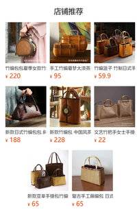 New Bamboo Woven Bag, Chinese Style Tea Dress Bag, Handmade Retro Mini Bamboo Basket for Tea Set Storage, Handbag