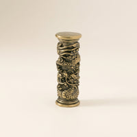 Dragon Pillar Ornament with Raised Design Antique Style Pillar Carving Miniature Ornament for Desk