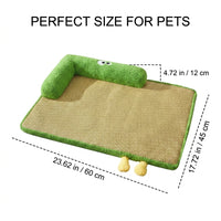 Ice Silk Dog Bed, Washable Cooling Dog Sofa, Bolster Neck Support for Summer, Square Cat Bed