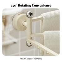 DrillNon-Drill Installation 3-Arm Swivel Suction Rack 270-Degree Rotation Towel Holder Multi-Purpose Household Organizer Strong Load-Bearing for Renters, Homeowners, Families, Kitchen, Bathroom, Laundry Room, Balcony