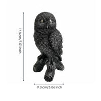 Hand-Painted Resin Owl on Stump Statue Weather-Resistant Realistic Owl Figurine Garden Sculpture for Bird Watchers, Patio, Living Room, Office Desk