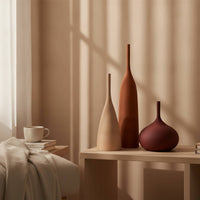 3 Pieces Brushed Vases with Matte Finish Decorative Tabletop Vases Minimalist Ceramic Vase Modern for Living Room, Shelves, Entryway, Coffee Tables