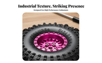 4 Pieces 11 Point 0 Inch Crawler Wheels High Grip Pattern 1/24 Scale Rock Crawler Tires RC Beadlock Wheel and Tire Set