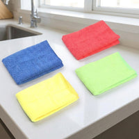 Multi-Color Microfibre Cleaning Cloths, Super Absorbent Towel for Kitchen and Car, Reusable 4-Pack