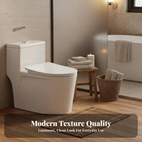 Easy to Clean single-Piece Siphonic Toilet Water-Saving Ware Modern Design Bathroom Fixture Soft-Close Seat for Homeowners, Families, Renovators, Restroom, Home, Powder Room