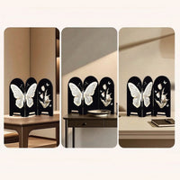 Freestanding Tabletop Screen with Arched Tops Textured Decorative Screen with Floral Relief for Console Table