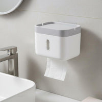 Nordic Design Toilet Paper Holder with Shelf Long-Lasting No Drill Toilet Paper Holder Dustproof Wall Mounted Tissue Box Load Bearing for Kitchen