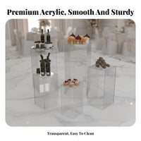 High Clarity Wedding Cake Stand Modern Design Acrylic Round Display Pillar Easy to Clean Clear Cylinder Pedestal Long-Lasting for Caterers, Bakers, Retailers, Birthday Parties, Baby Showers, Photo Shoots, Home Decor