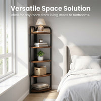 Corner Shelf with Storage, Hexagonal Corner Shelf Unit, Metal Frame Corner Shelf for Living Room, Multi Tier Shelf for Bedroom Organisation, Modern