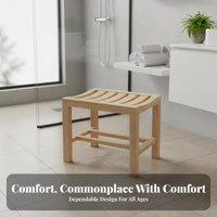 Curved Wooden Bath Stool Non-Slip Feet Shower Seat Waterproof for Sauna, Elderly