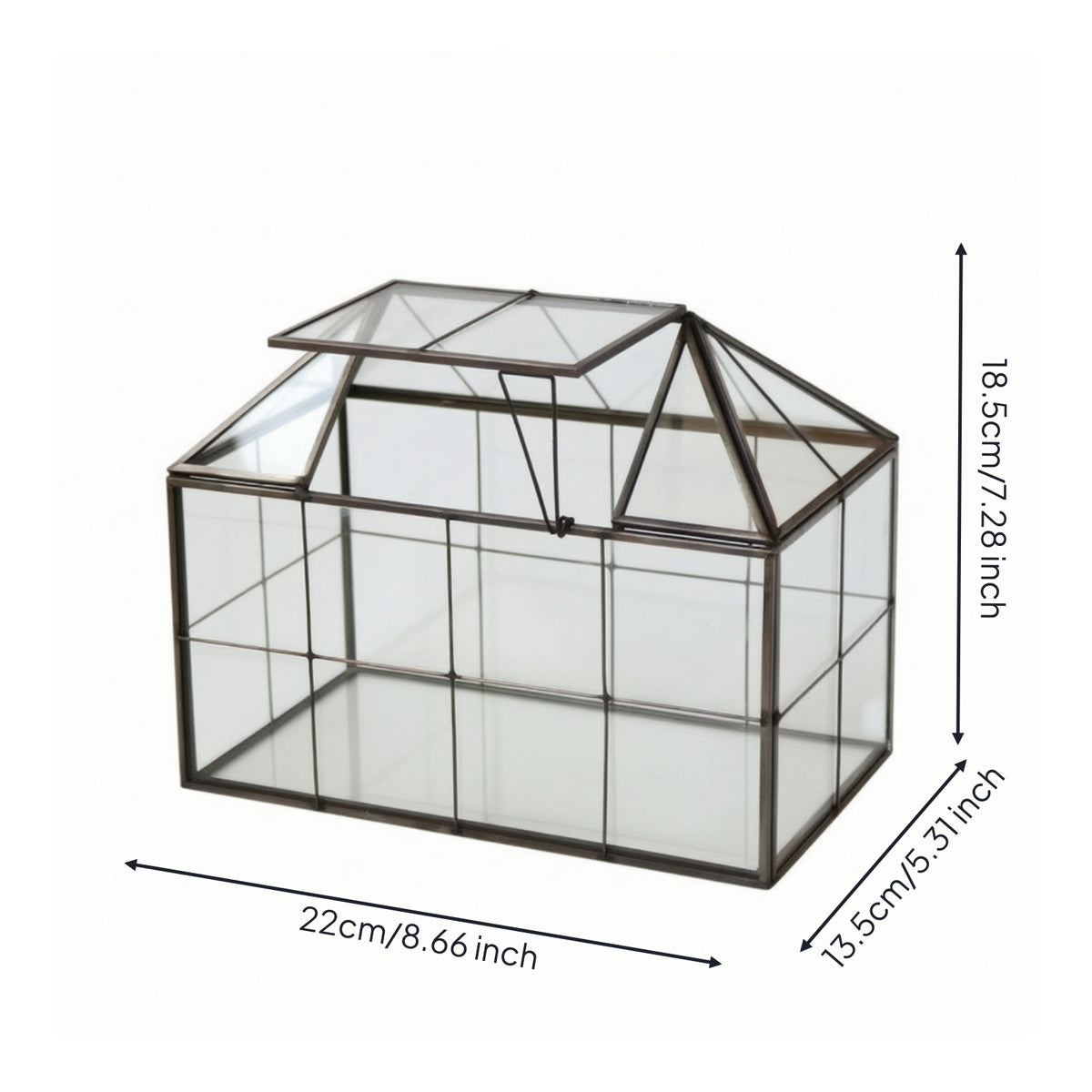 Tabletop Terrarium with Hinged Roof Handmade House-Shaped Terrarium Transparent Glass Greenhouse Miniature for Gardeners