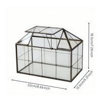 Tabletop Terrarium with Hinged Roof Handmade House-Shaped Terrarium Transparent Glass Greenhouse Miniature for Gardeners