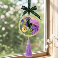 Handmade Car Decor, Embroidery Hoop Hanging Ornament 9.5×20cm, Suncatcher for Rearview Mirror, Cute Car Accessories for New Car Owners