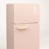 Wooden Play Refrigerator Rounded Edges Wooden Toy Fridge Ice Maker Feature Children's Kitchen Fridge for Children