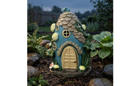 Solar House Lighting Fixture Shingled Roof Vine-Covered House Easy to Install Garden Figurine