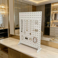 Metal Pegboard Display Stand Portable Metal Pegboard Display Space-Saving Freestanding Perforated Panel for Vendors, Desk